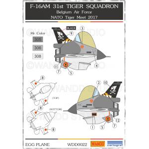 WANDD WDD-0022 比利時.空軍 F-16A/B'戰隼'戰鬥機.Q版飛機適用水貼紙/2017年老虎會塗裝