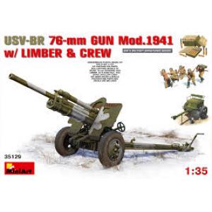 MINIART 35129 1/35 二戰蘇聯.陸軍 USV-BR 76mm榴彈砲/1941年型+尾車+炮兵人物@@