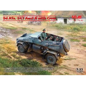 ICM 35111-40755 1/35 二戰德國.陸軍 Sd.Kfz.247 Ausf.B帶裝甲兵人物輪式裝甲車 @@