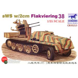 BRONCO CB-35213 1/35 WW II德國.陸軍 sWS'騾馬'帶FLAK-38 2公分4管防空炮半履帶車