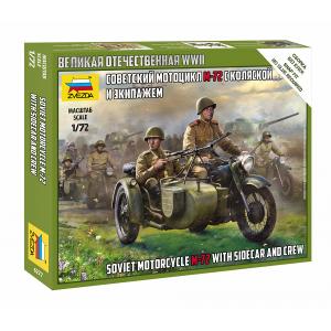 ZVEZDA 6277 1/72 SOVIET MOTORCYCLE M-72 WITH SIDECAR AND CREW