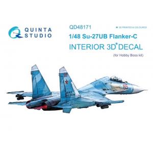 團購 Quinta Studio QD48171 1/48 俄羅斯側衛戰機 Su-27UB Flanker-C 3D立體浮雕水貼